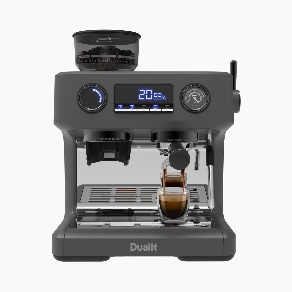 Dualit Espressivo Pro coffee machine with built-in grinder
