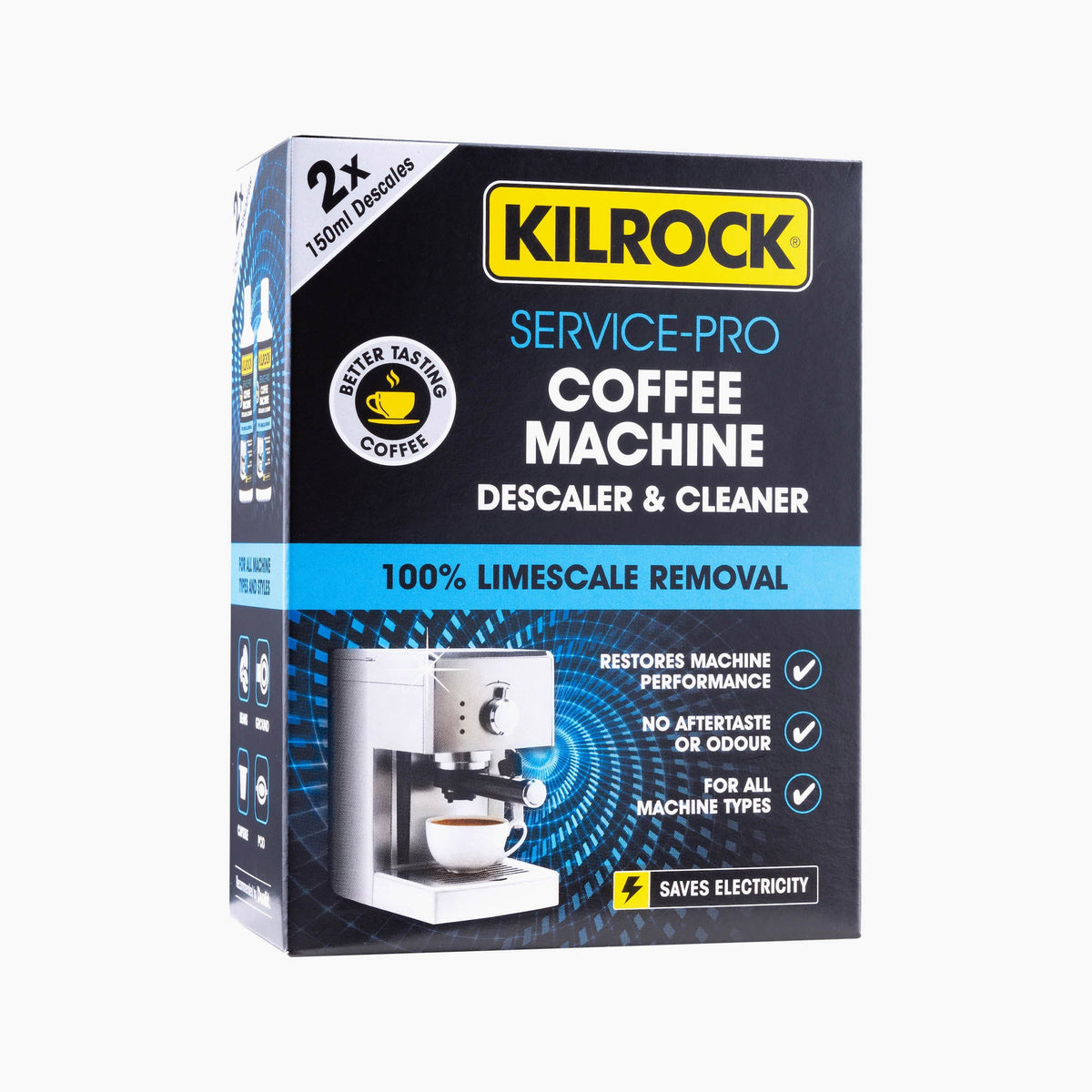 Kilrock espresso and coffee machine descaler box, front